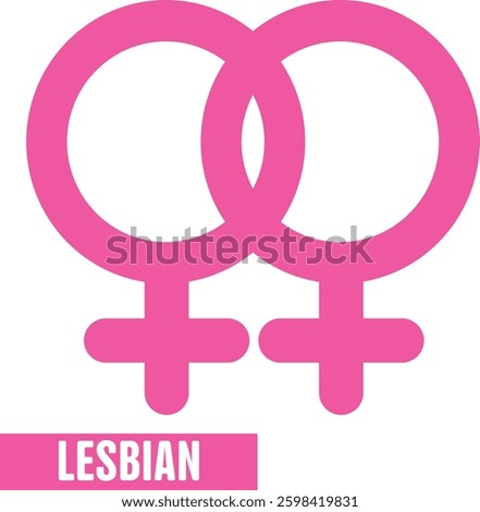 Lesbian pride symbol featuring two interlinked female icons. LGBTQ+ representation of same-gender attraction, love, and equality for queer women.