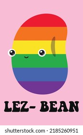 Lesbian pun cute rainbow color bean pink gift card