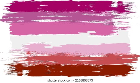 Lesbian Rainbow brush stroke. Pride flag. Symbol of the LGBT community. Lesbian, gay and transgender. Gender identity.