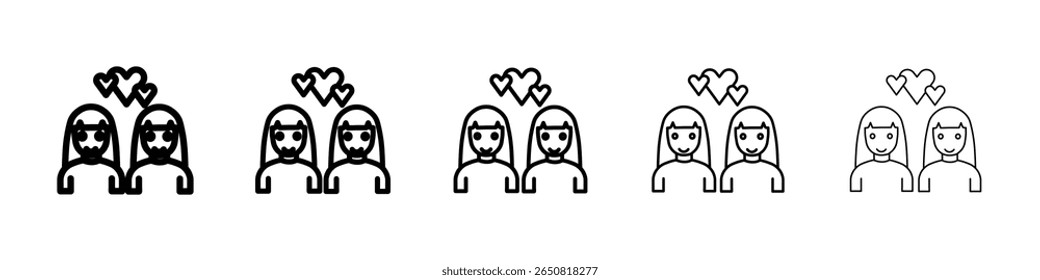 lesbian relationship icon isolated vector on white background set