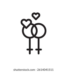 lesbian relationship icon line art vector