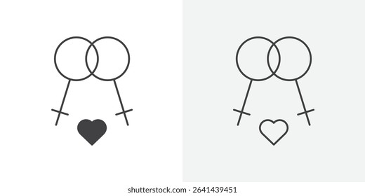 lesbian relationship icon Line graphics illustration