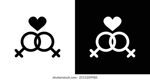 Conjunto de logotipos de iconos de relación lesbiana Vector