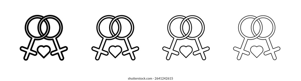 lesbian relationship icon Outline sign symbol set