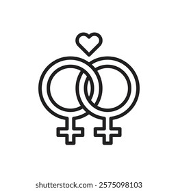 lesbian relationship icon Simple thin outline