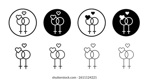 lesbian relationship icon Vector flat thin line illustration