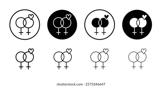 lesbian relationship icon vector line logo mark or symbol set collection outline style