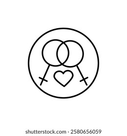 lesbian relationship icon Vector logo set flat