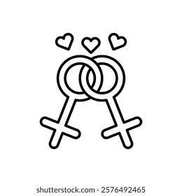 lesbian relationship icon vector outline logo sign