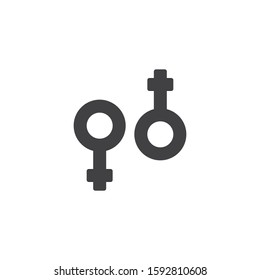 Lesbian sexual orientation vector icon. filled flat sign for mobile concept and web design. Female gender symbols glyph icon. Symbol, logo illustration. Vector graphics