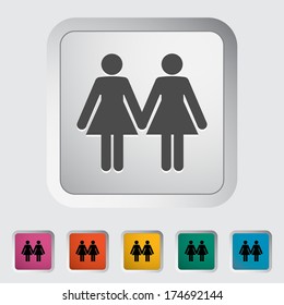 Lesbian sign. Single flat icon on the button. Vector illustration.