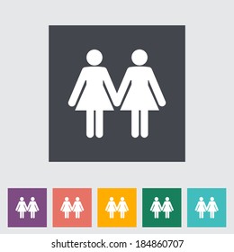 Lesbian sign. Single flat icon. Vector illustration.
