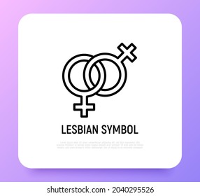 Lesbian symbol thin line icon in rainbow color. Modern vector illustration.