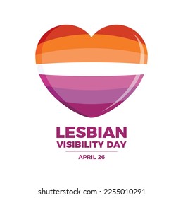 Lesbian Visibility Day vector. Lesbian pride flag in heart shape icon vector isolated on a white background. Gay Pride symbol graphic design element. April 26 every year. Important day