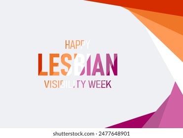  Lesbian Visibility Week banner, poster. Waving lesbian pride flag. 
 Vector illustration. EPS 10