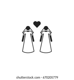 lesbian wedding icon vector isolated