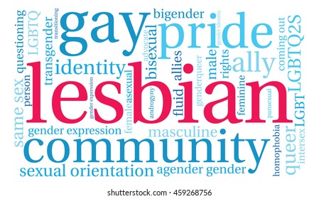 Lesbian word cloud on a white background. 