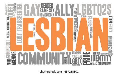 Lesbian word cloud on a white background. 