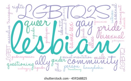Lesbian word cloud on a white background. 