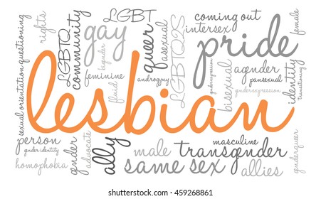 Lesbian word cloud on a white background. 