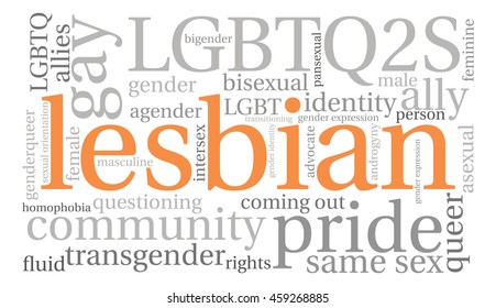 Lesbian word cloud on a white background. 