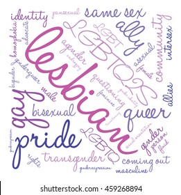 Lesbian word cloud on a white background. 