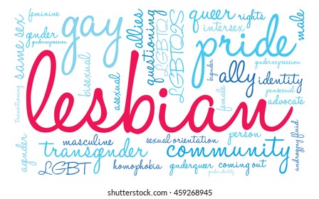Lesbian word cloud on a white background. 