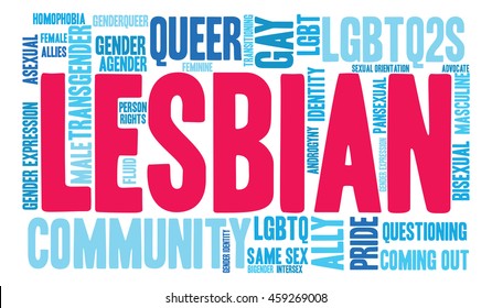 Lesbian word cloud on a white background. 