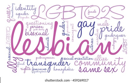 Lesbian word cloud on a white background. 
