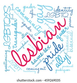 Lesbian word cloud on a white background. 