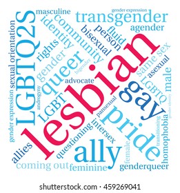 Lesbian word cloud on a white background. 