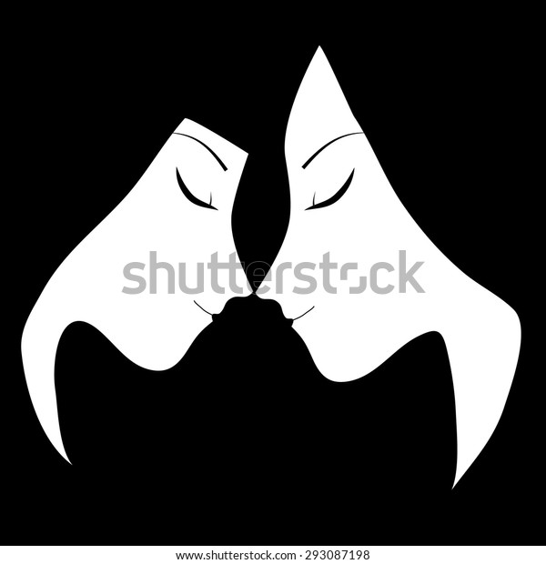 Lesbians Kiss Two Women Black Background Stock Vector Royalty Free