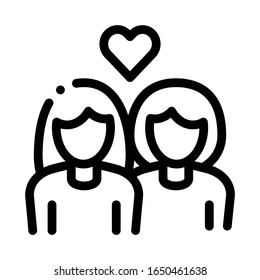 Lesbians Love Icon Vector. Outline Lesbians Love Sign. Isolated Contour Symbol Illustration
