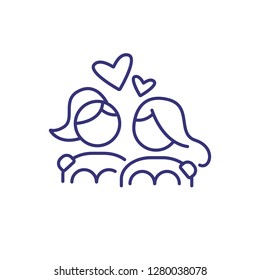 Lesbians in love line icon. Homosexual family, romance, bisexual love. LGBT concept. Vector illustration can be used for topics like relationships, tolerance, alternative family
