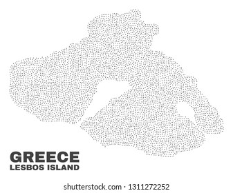 Lesbos Island map designed with small points. Vector abstraction in black color is isolated on a white background. Random small points are organized into Lesbos Island map.