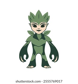 Leshy Flat Vector Illustration, Tree Spirit, Nature-Inspired Design, Stylized Creature, Clean Lines, White Background