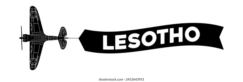 Lesotho Advertisement Banner ist an das Flugzeug angeschlossen