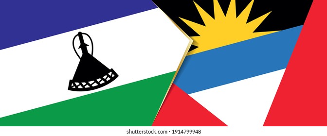 Lesotho and Antigua and Barbuda flags, two vector flags symbol of relationship or confrontation.