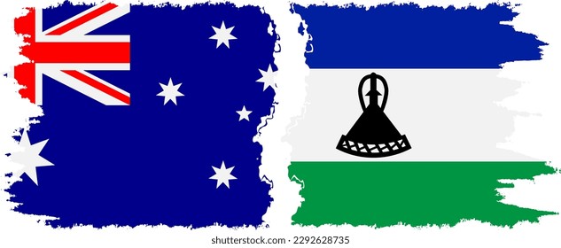 Conexión de banderas onduladas de Lesotho y Australia, vector