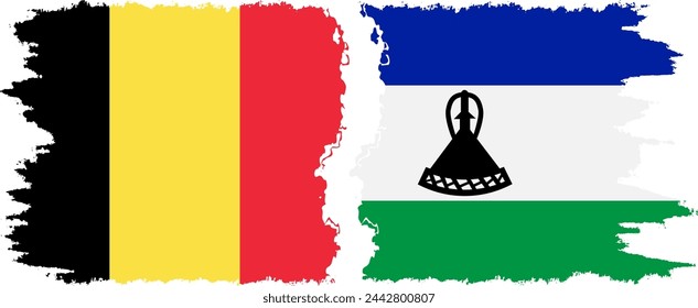 Lesotho und Belgien Grunge Flaggen Verbindung, Vektor