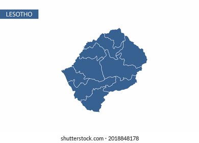 Lesotho blaue Karte detaillierte Vektorgrafik.