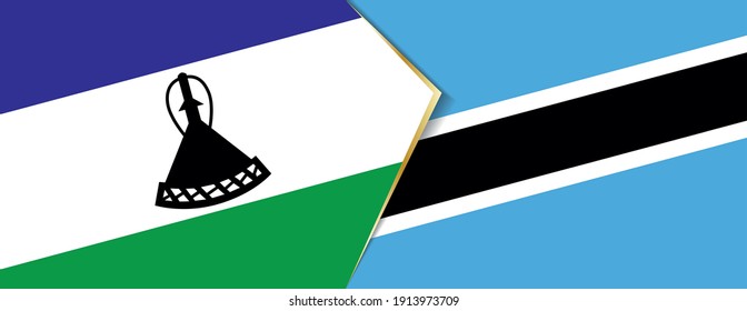 Lesotho and Botswana flags, two vector flags symbol of relationship or confrontation.