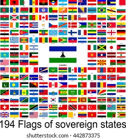 Lesotho, collection of vector images of flags of the world