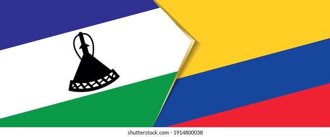 Lesotho and Colombia flags, two vector flags symbol of relationship or confrontation.