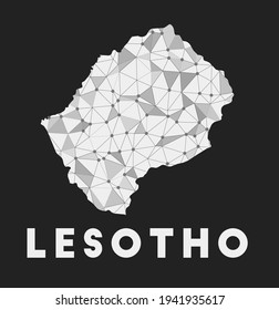 Lesotho - communication network map of country. Lesotho trendy geometric design on dark background. Technology, internet, network, telecommunication concept. Vector illustration.