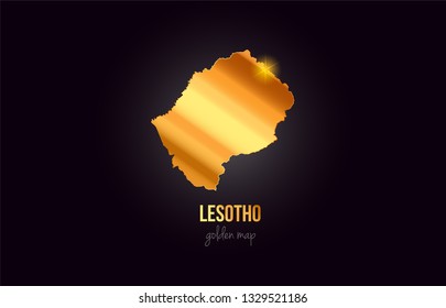 Lesotho country border map in gold golden metal color design suitable for a logo icon design