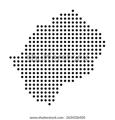 Lesotho country dotted map. Black spot pixel illustration isolated on white background. Vector circle mosaic.