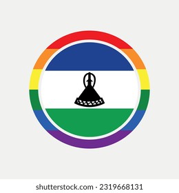 Lesotho country flag circle - lgbt flag graphic element Illustration template design
