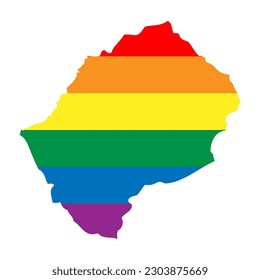 Lesotho country silhouette. Country map silhouette in rainbow colors of LGBT flag.