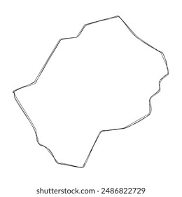 Lesotho country simplified map.Thin triple pencil sketch outline isolated on white background. Simple vector icon